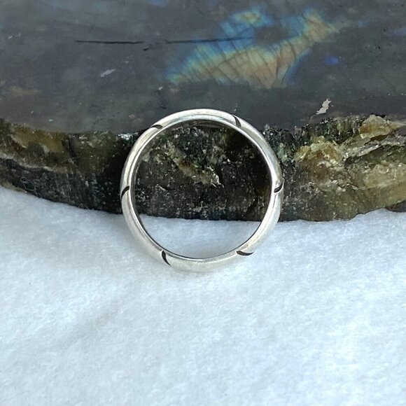 Sterling Silver 925 Mexico Horizontal Textured 6.5MM Rounded Band Ring Sz 7.5 - Picture 5 of 16